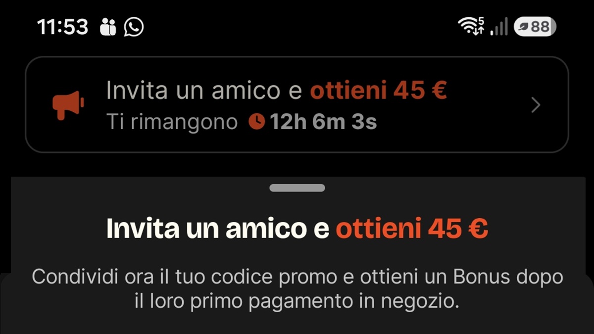 Schermata Invita un amico